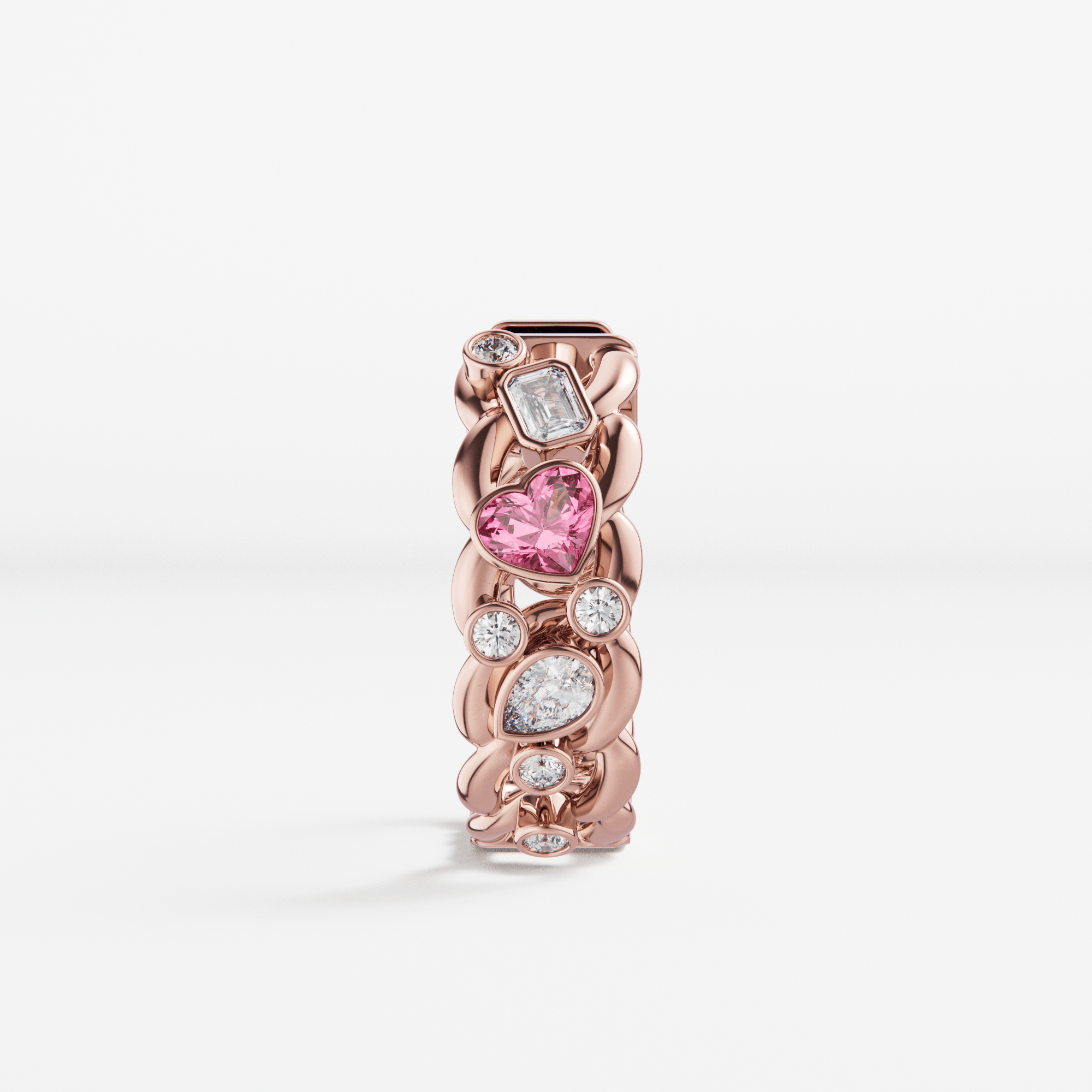 The Hoop Earrings Scattered Diamonds with Heart Sapphires