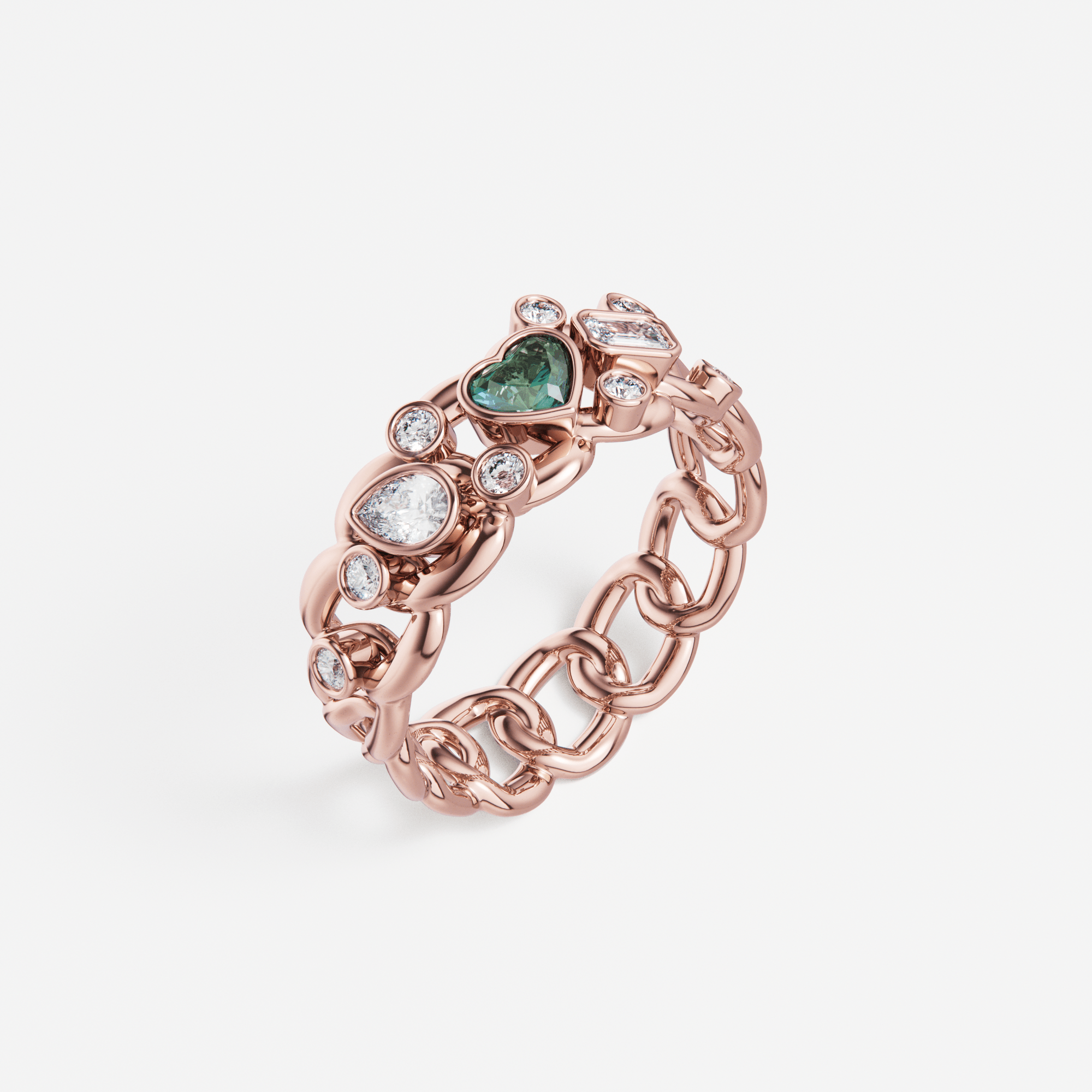 The Scattered Diamond Ring with Heart