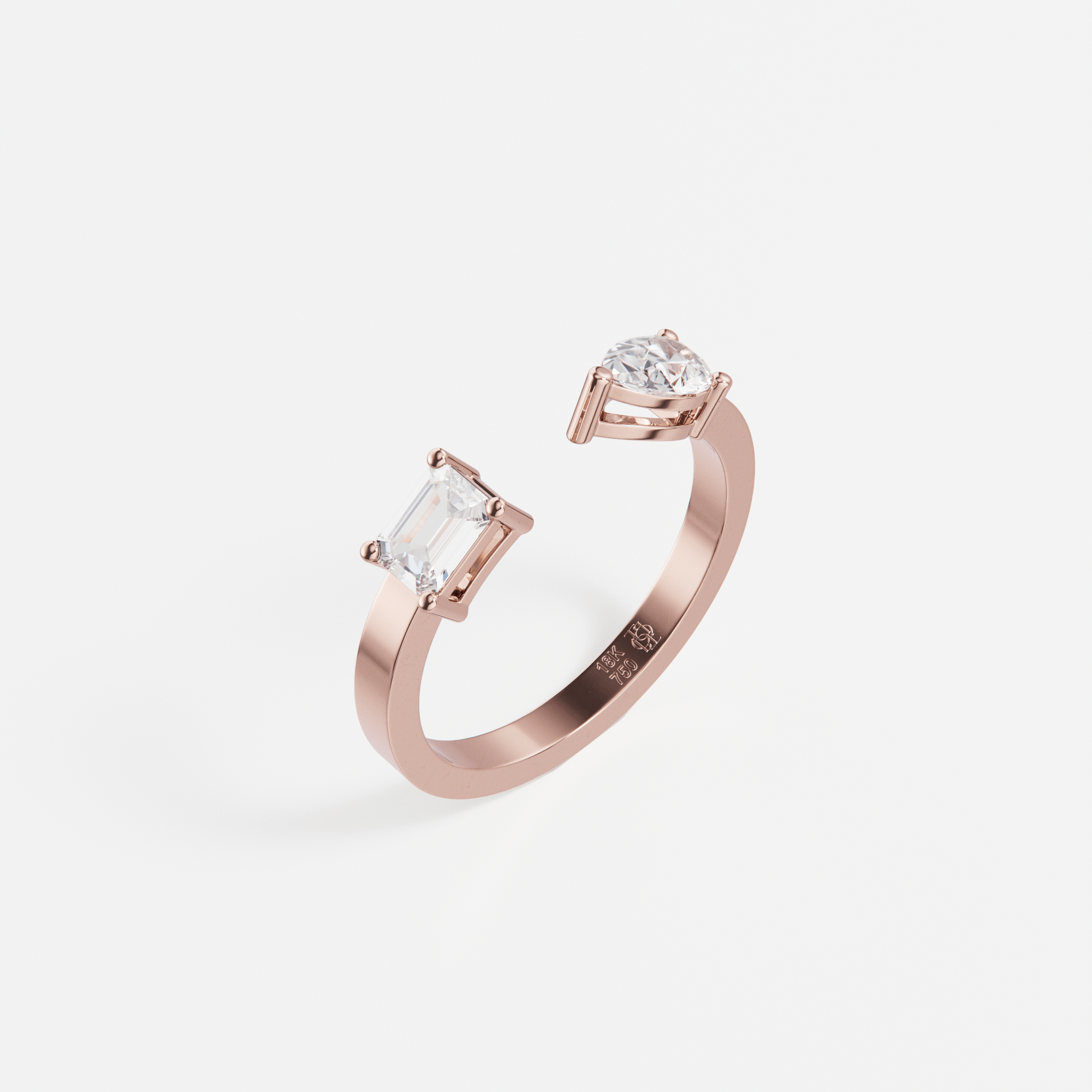 Larmes Opposees Radiant and Pear Ring - Tanka&Baroque Main image