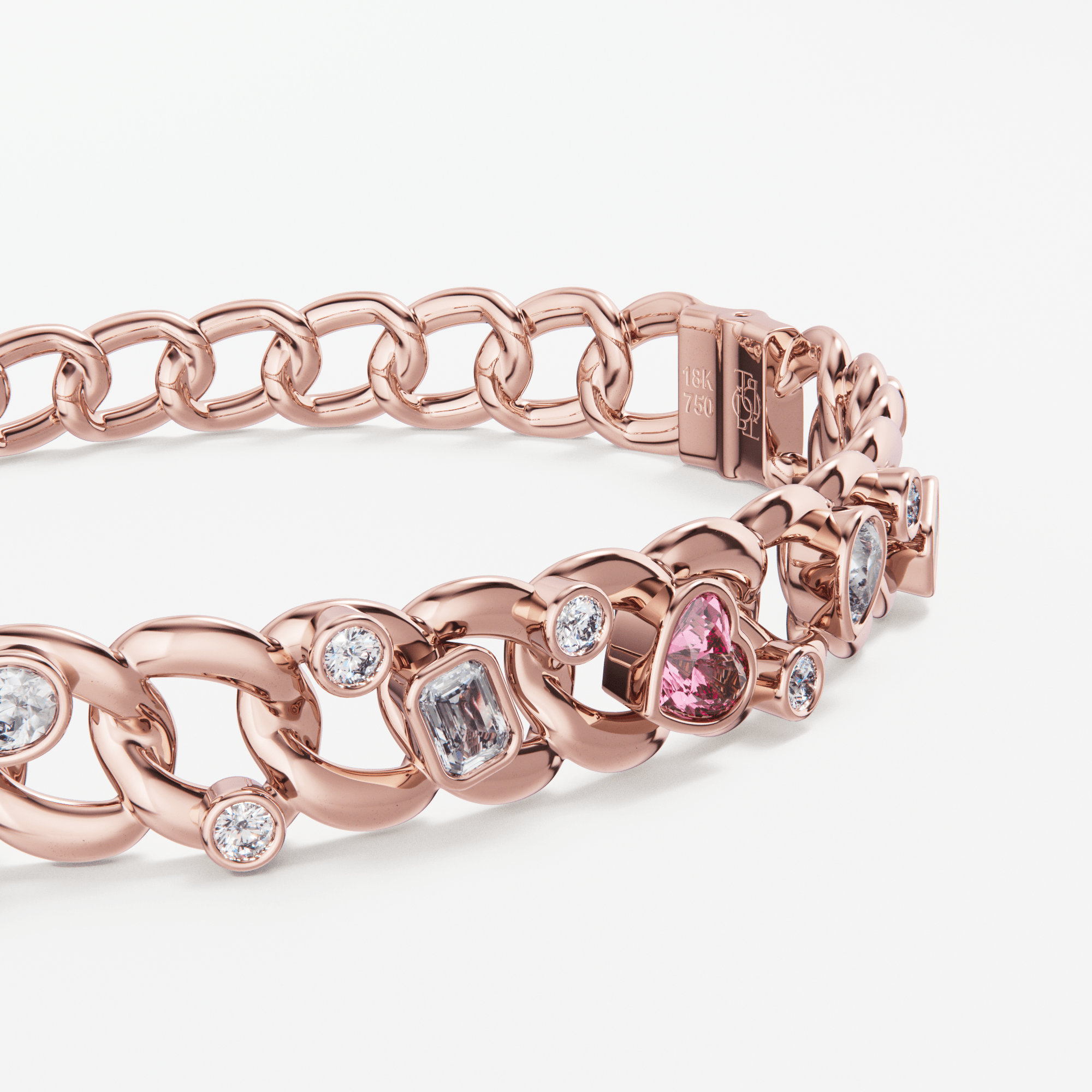 The Bracelet Scattered Diamonds with Heart - Tanka&Baroque