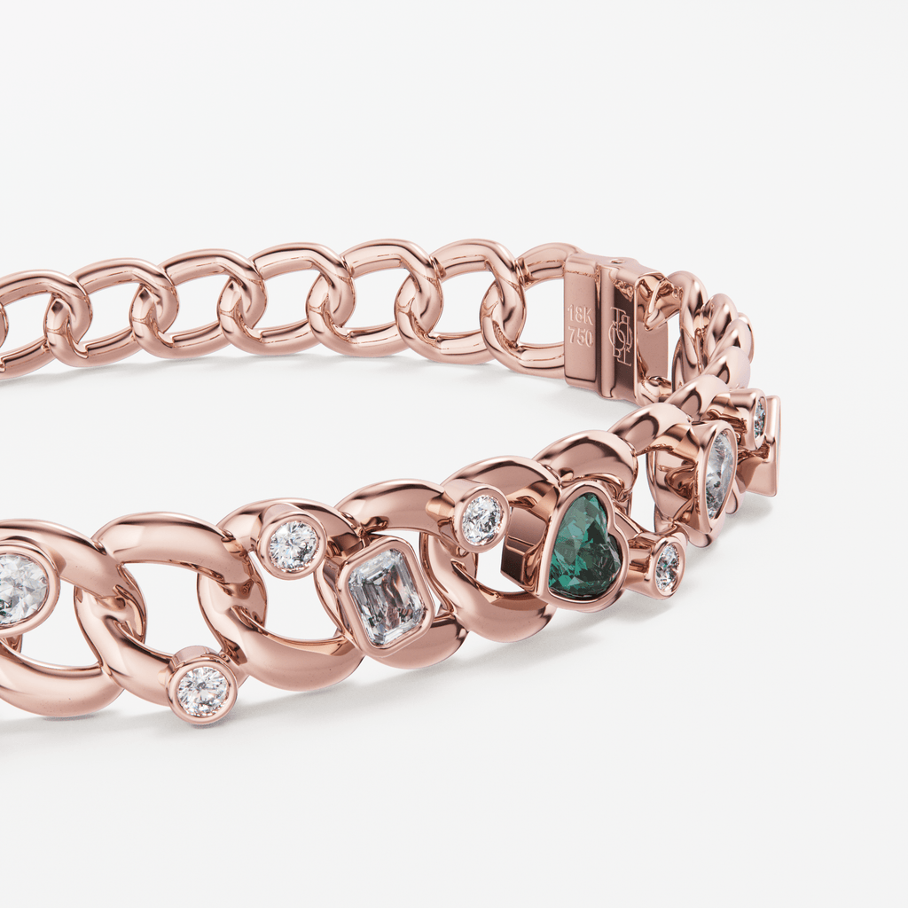 The Bracelet Scattered Diamonds with Heart - Tanka&Baroque