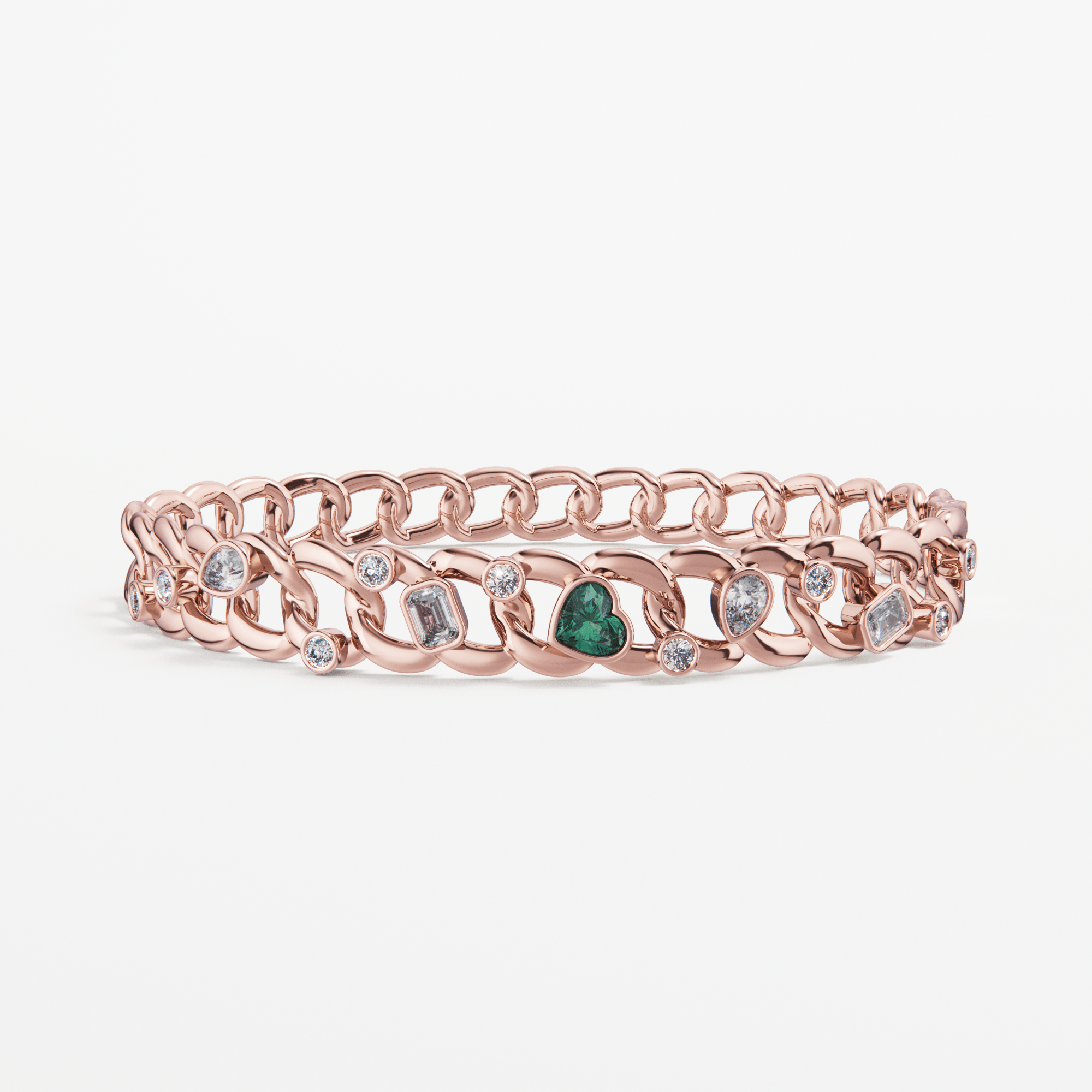 The Bracelet Scattered Diamonds with Heart - Tanka&Baroque Main image