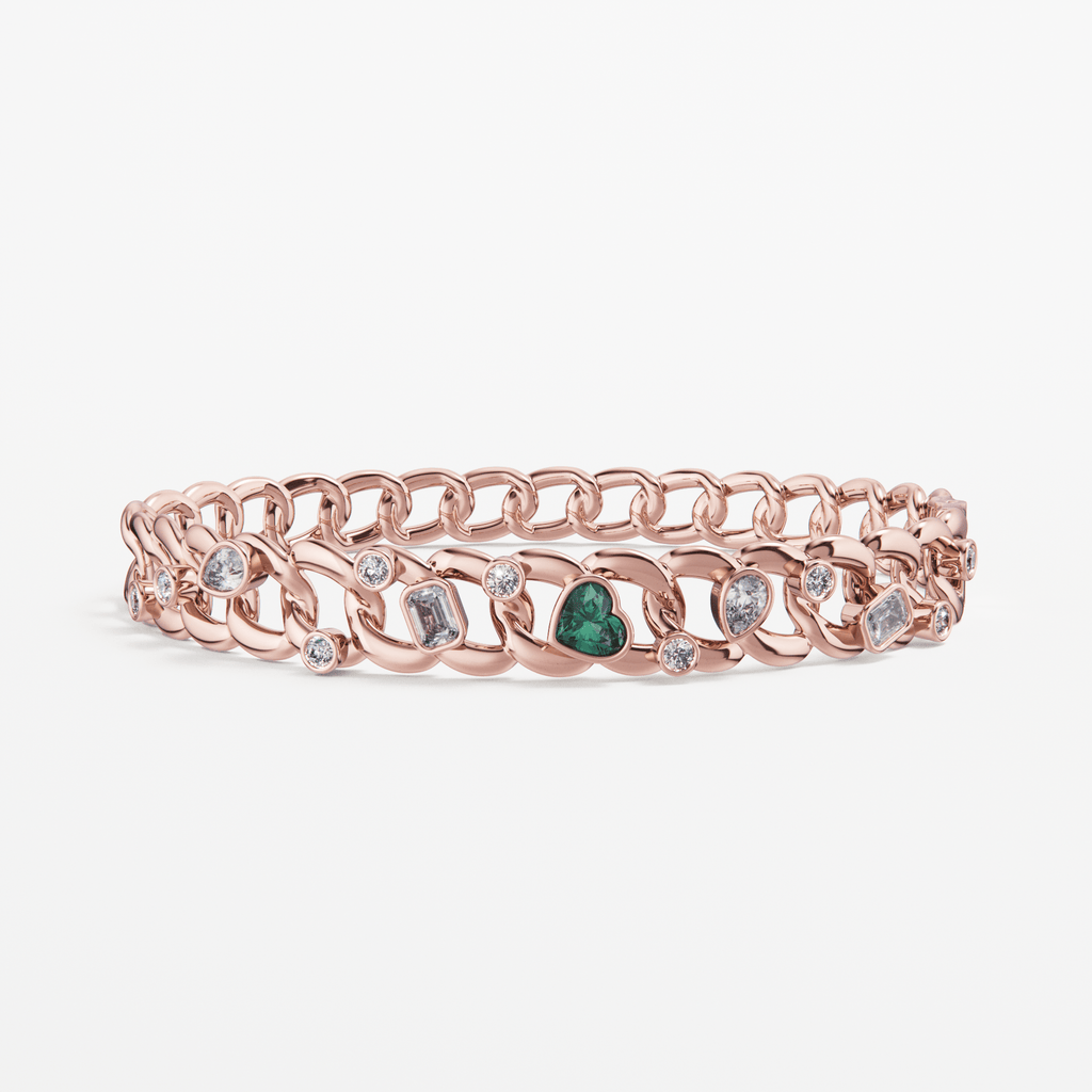 The Bracelet Scattered Diamonds with Heart - Tanka&Baroque