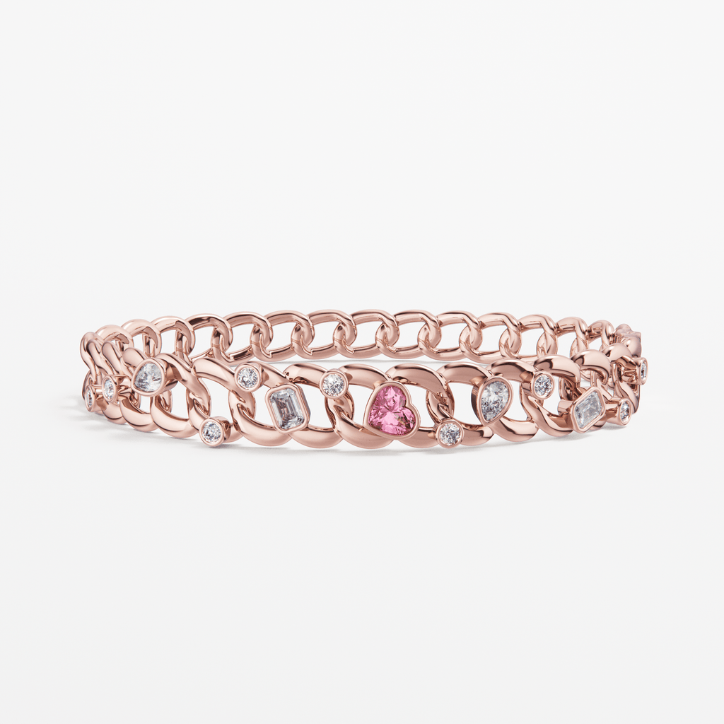 The Bracelet Scattered Diamonds with Heart - Tanka&Baroque