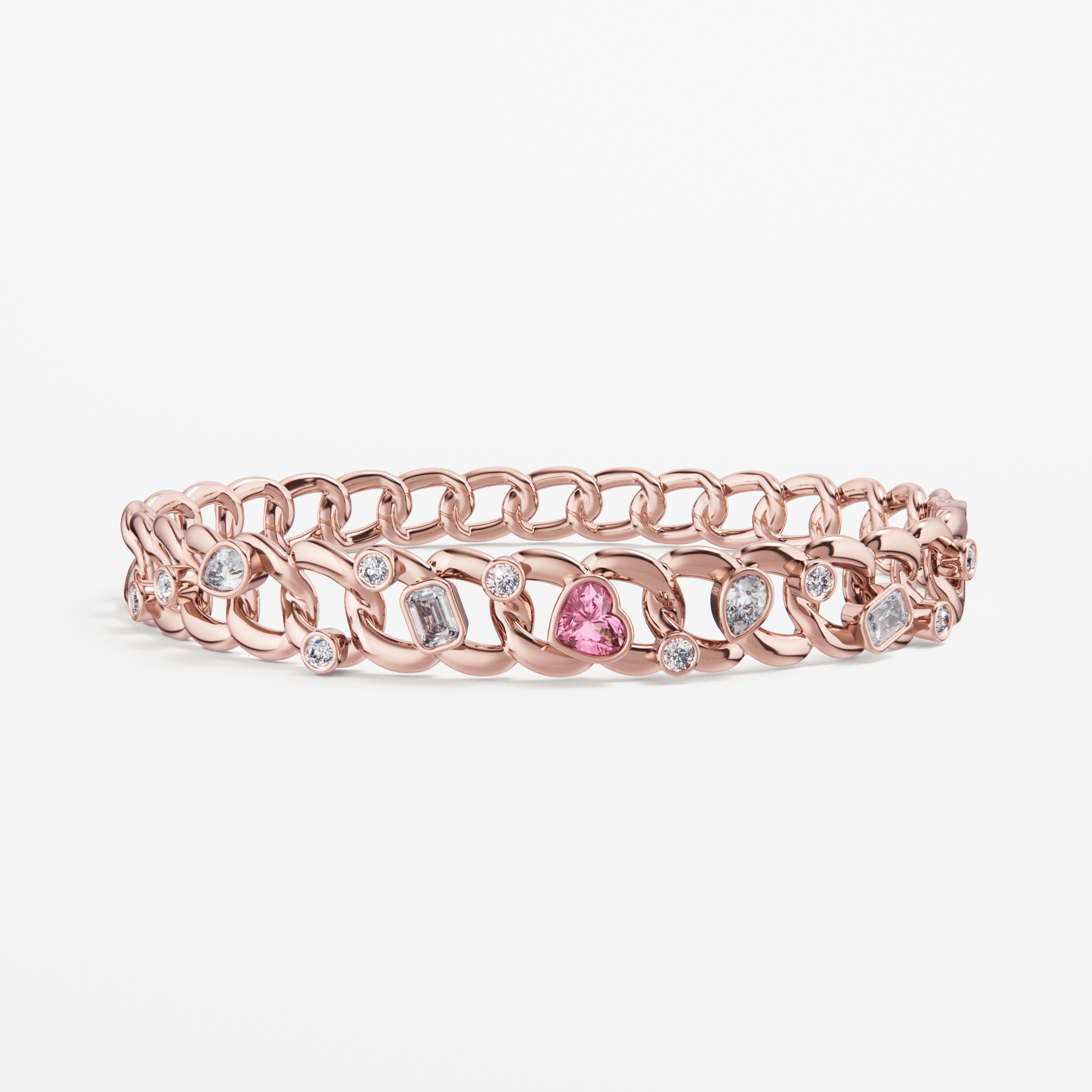The Bracelet Scattered Diamonds with Heart - Tanka&Baroque