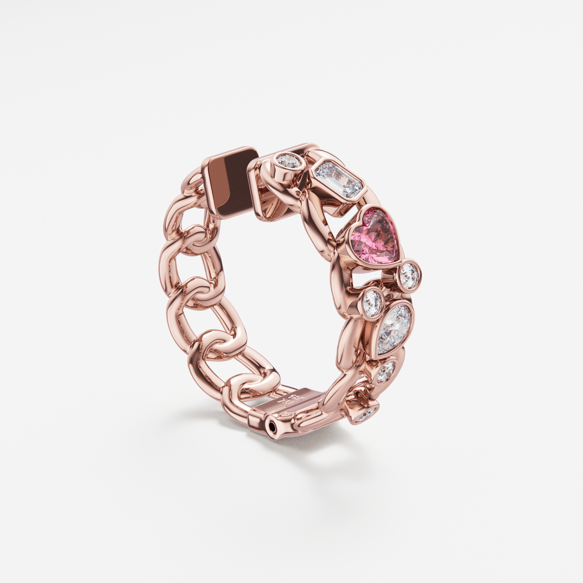 The Hoop Earrings Scattered Diamonds with Heart Sapphires Secondary image