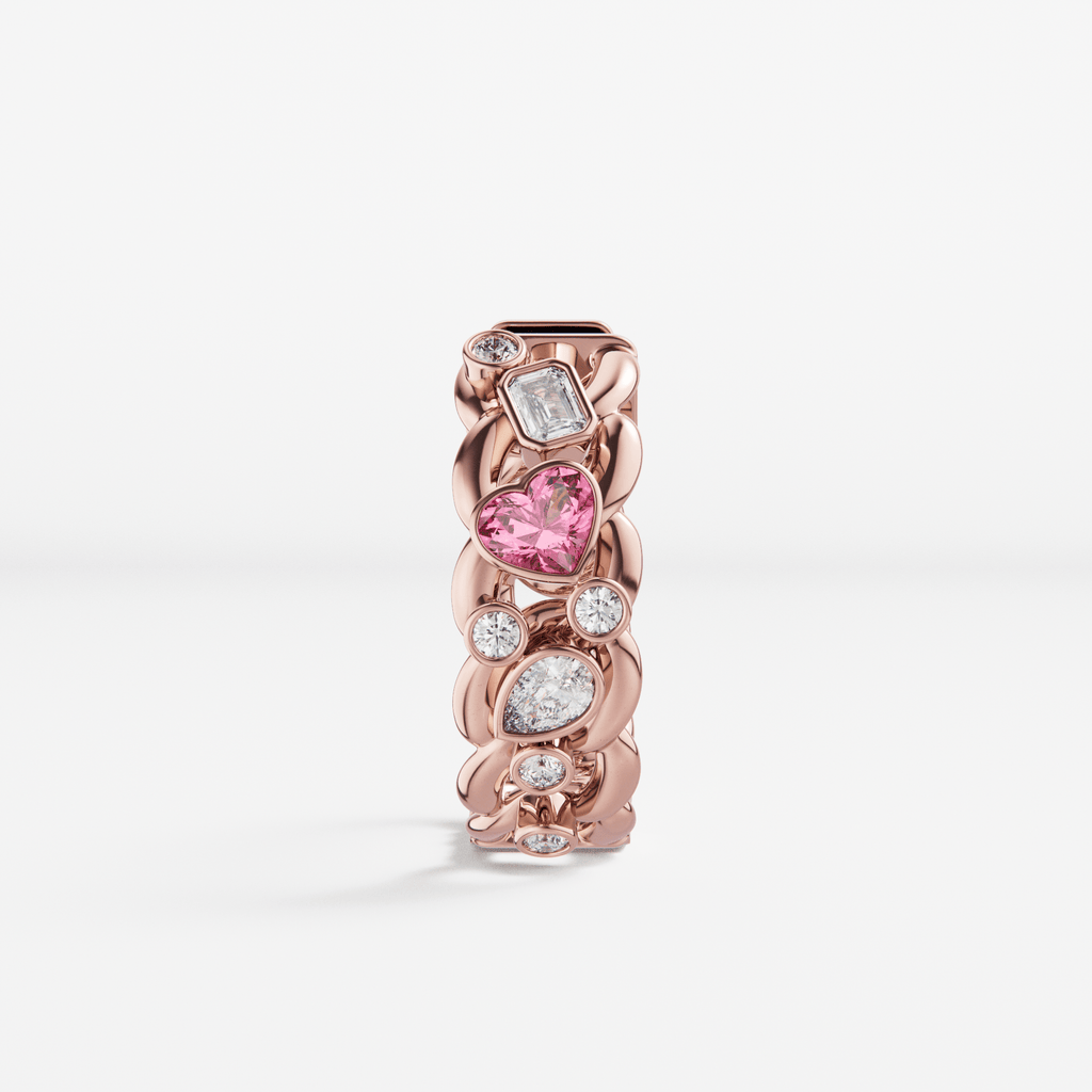 The Hoop Earrings Scattered Diamonds with Heart Sapphires - Tanka&Baroque