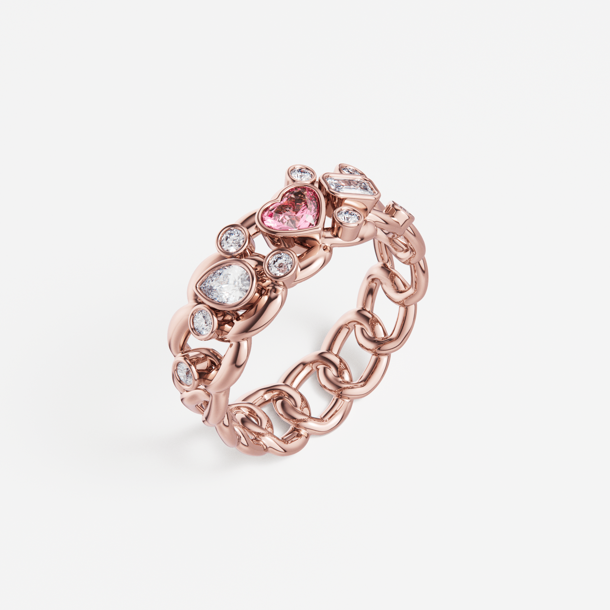 The Scattered Diamond Ring with Heart - Tanka&Baroque Main image