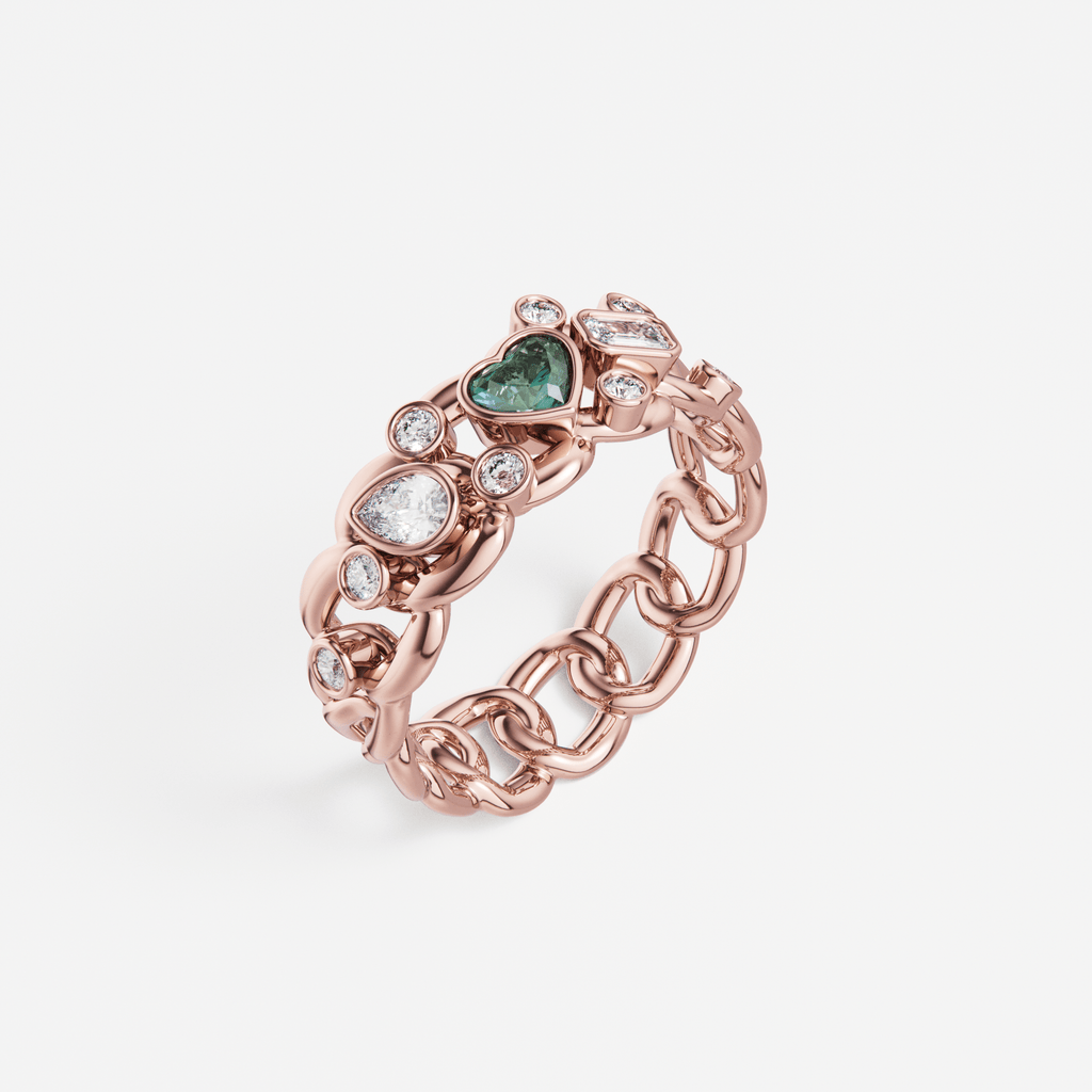 The Scattered Diamond Ring with Heart - Tanka&Baroque